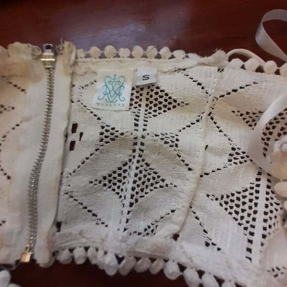 Musette Boho Lace Crop Top Summer Solstice Festival Metal Zipper Closure S - Picture 11 of 12